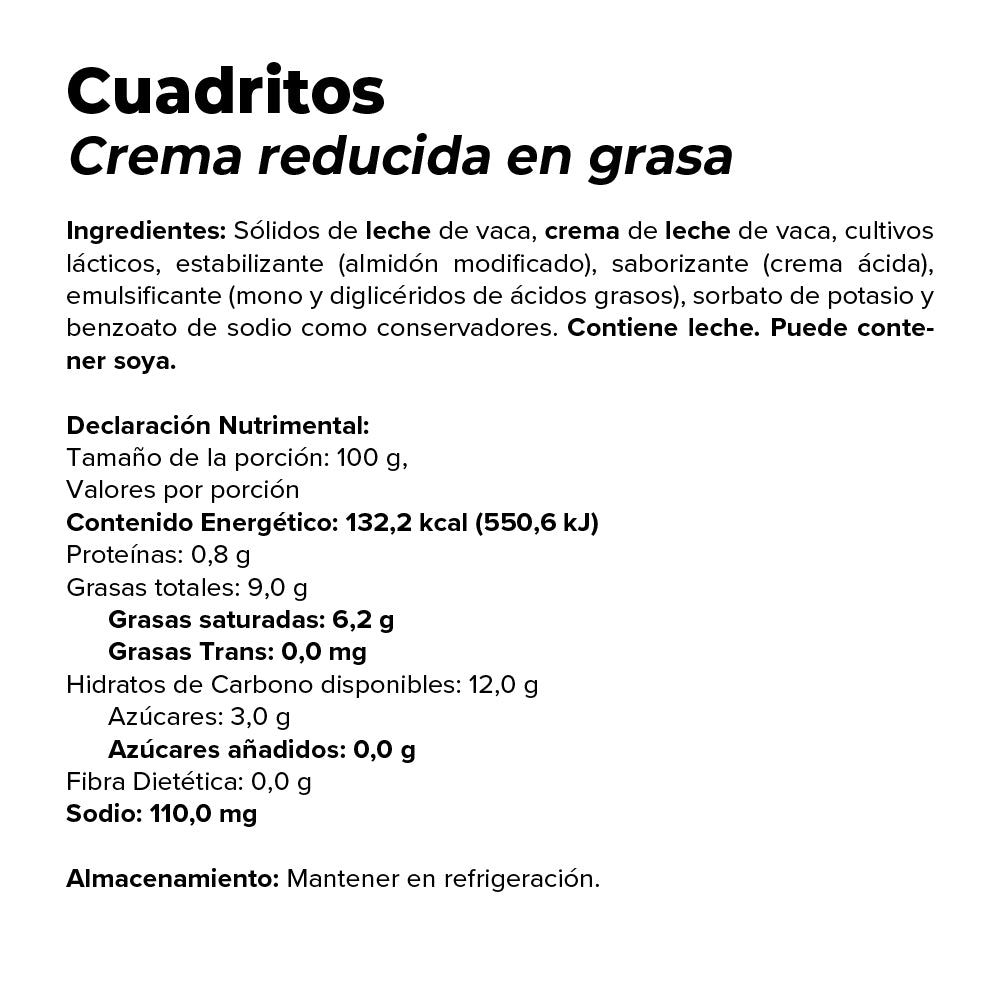 Crema reducida en grasa