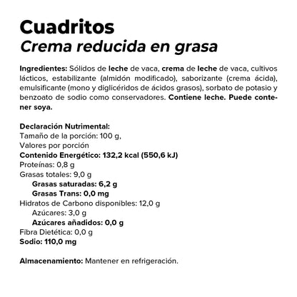 Crema reducida en grasa
